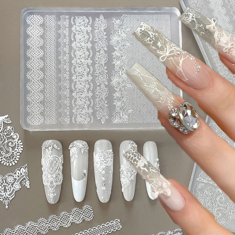 Resin Art Templates Free - 1pc 레이스 3D 실리콘 네일 몰드