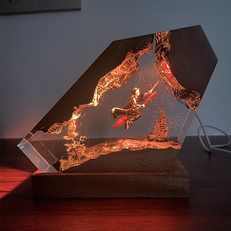 Resin Artist - 목재 레진 에폭시 램프 마법사 소년