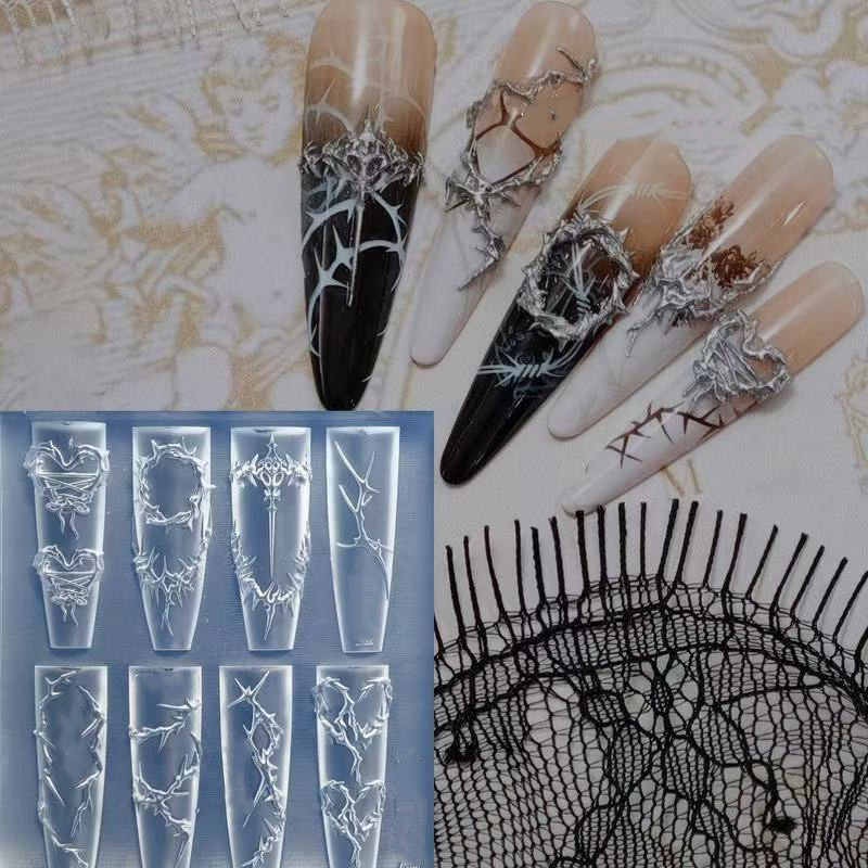 Resin Art Templates Free - 3D 가시 네일 디자인 실리콘 몰드