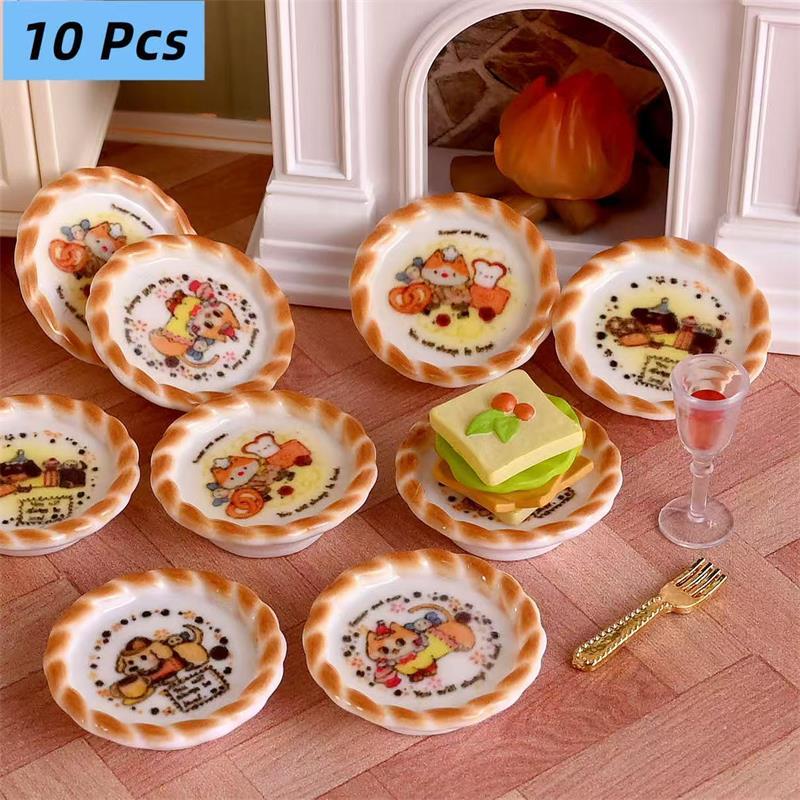 Resin Art Toys - 10개 세트 인형집 미니어처 강아지 프린트