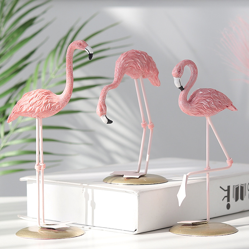 Resin Art For Wedding Gift - 3PCS 핑크 플라밍고 인형 열대 새