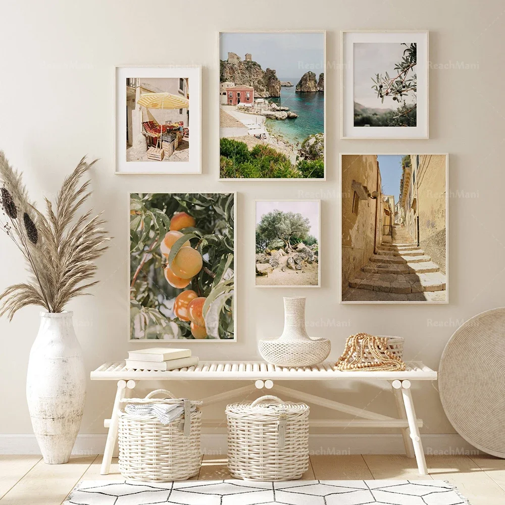 Resin Art Wall Decor - 시칠리아 프린트 이탈리아 도시 시골 지중해
