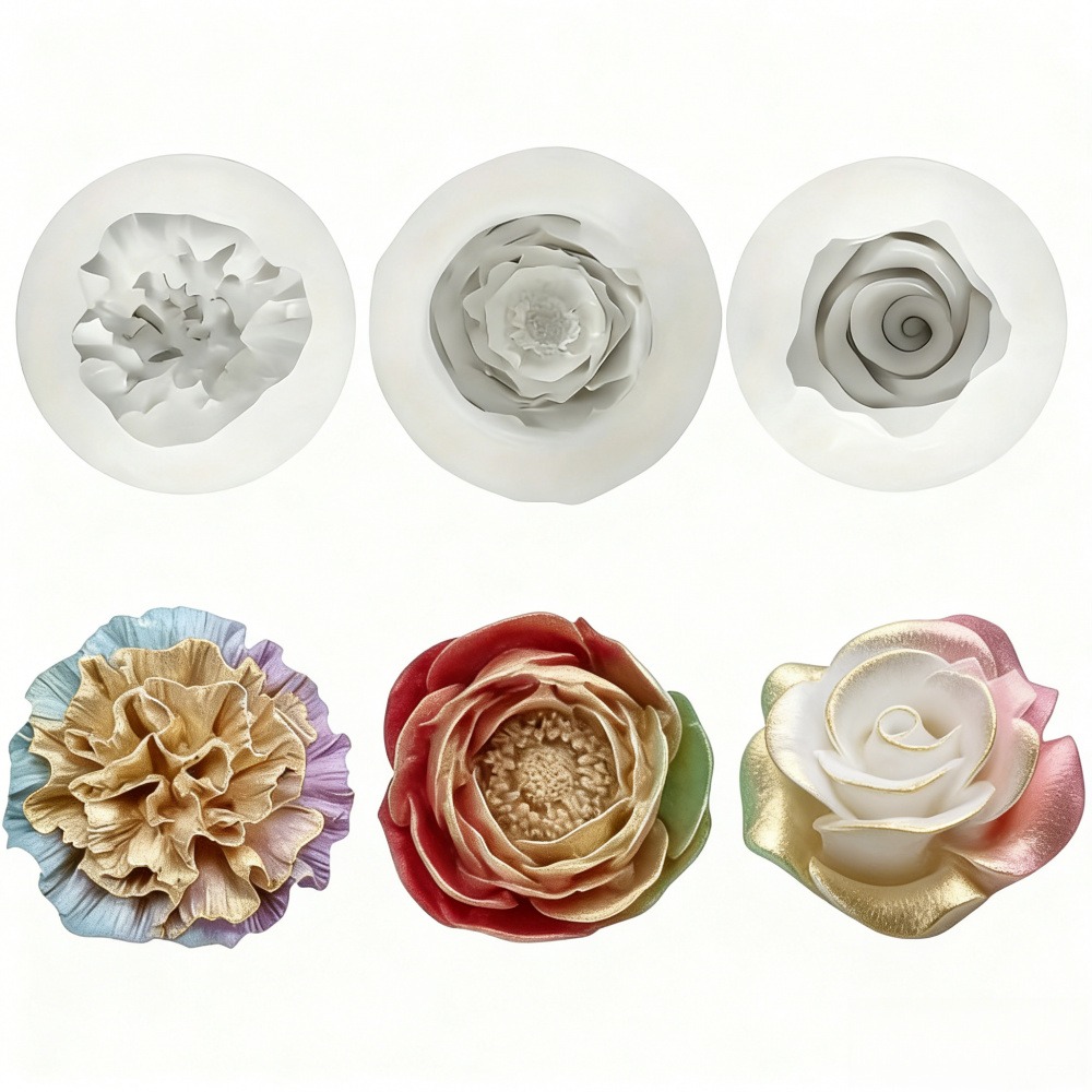 Resin Art For Wedding Gift - 장미, 모란, 카네이션을 위한 3피스 실리콘