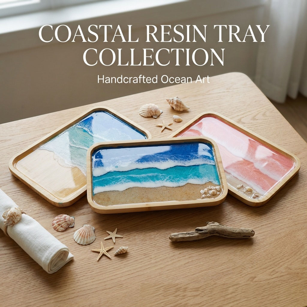 Resin Art Dining Table - 에폭시 레진 오션 아트 장식 트레이,