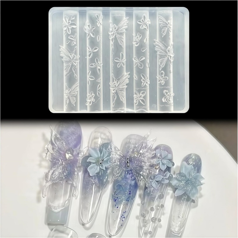 Resin Art Templates Free - 3D 나비 꽃 젤 네일 아트
