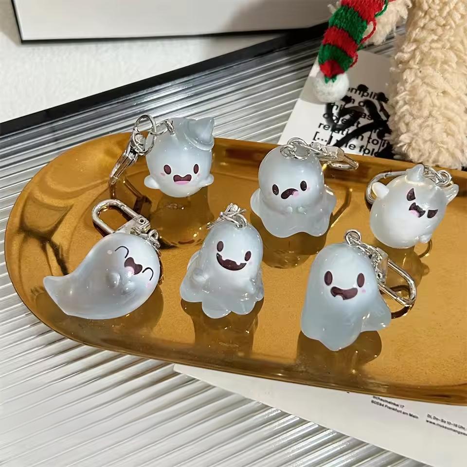 Resin Art Hanging - 할로윈 젤리 유령 열쇠고리, 3차원 만화