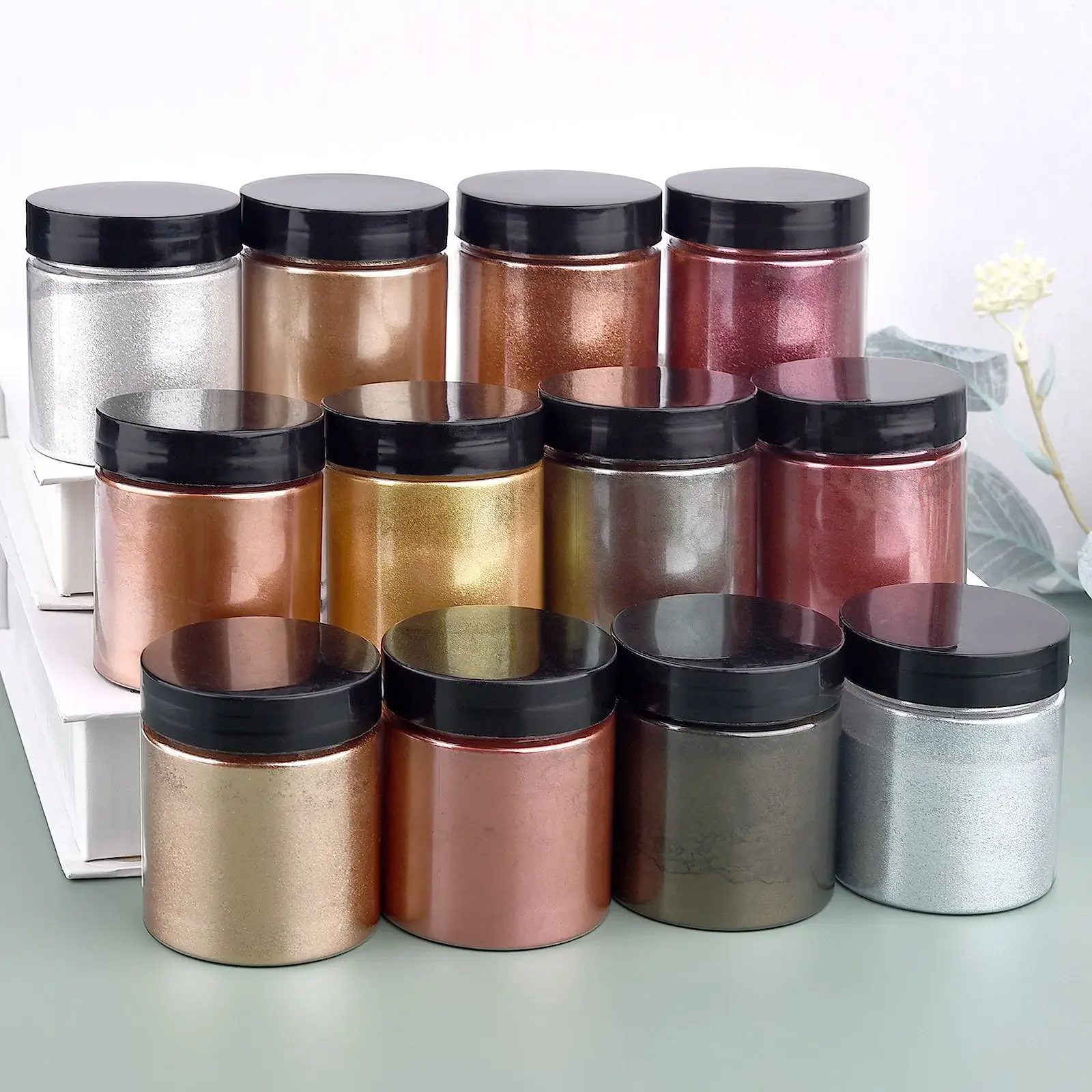 50g/병 메탈릭 글리터 파우더 금색 은색 색소 진주  - Pearl Powder Resin 리뷰 및 가격