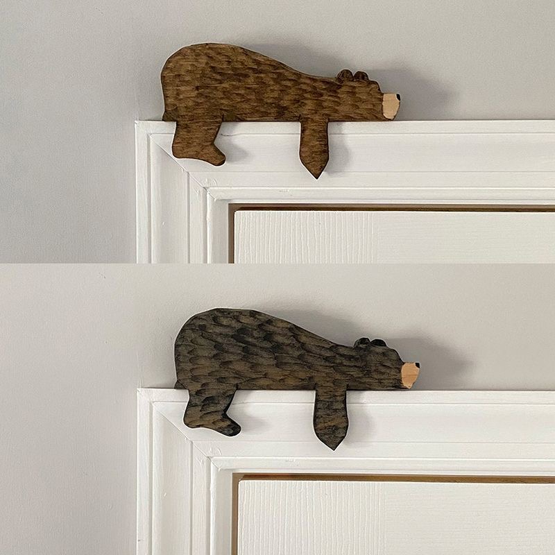 북유럽 스타일 새로운 재미 나무 갈색 곰 문 상단 장식 - Resin Art With Wood 리뷰 및 가격