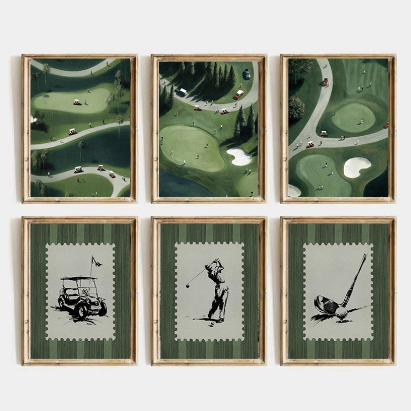 빈티지 골프 코스 포스터 레트로 추상 미니멀리스트 스포 - Resin Art Course 리뷰 및 가격