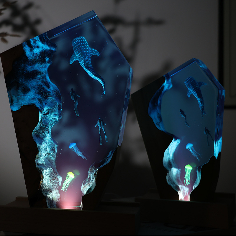 레진 동굴 고래 다이버 데스크탑 해파리 발광 장식품 창 - Resin Art Gift For Anniversary 리뷰 및 가격