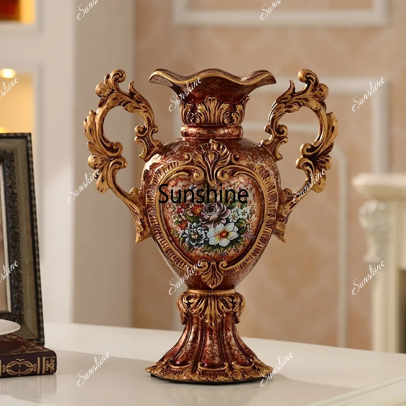 유럽 럭셔리 궁전 레진 꽃병 장식품 홈 룸 데스크탑 피 - Resin Art For Wedding Gift 리뷰 및 가격