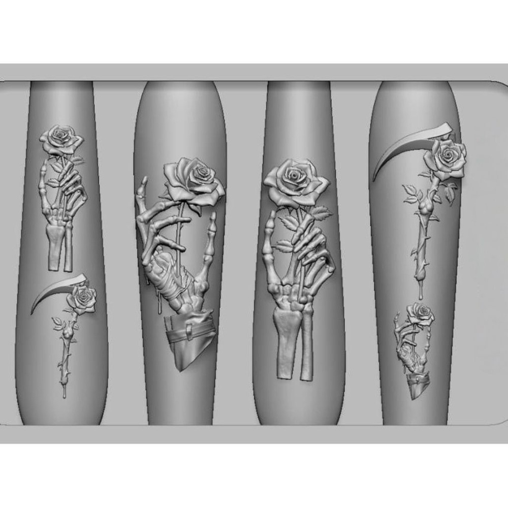 2개 세트 다크 로즈 해골 실리콘 네일 아트 몰드 고딕 - Resin Art Templates Free 리뷰 및 가격