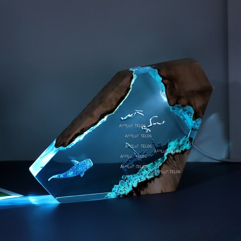 나무 수지 야간 조명 바다 예술 데스크 장식 상어 고래 - Resin Art With Wood 리뷰 및 가격