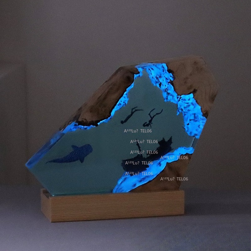 나무 수지 야간 조명 바다 예술 데스크 장식 상어 고래 - Resin Art With Wood 리뷰 및 가격