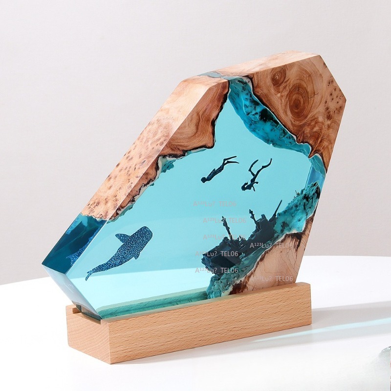 나무 수지 야간 조명 바다 예술 데스크 장식 상어 고래 - Resin Art With Wood 리뷰 및 가격