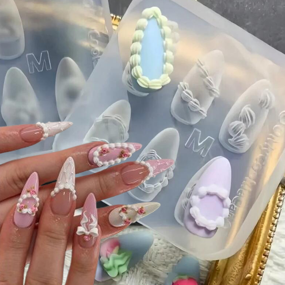 1개 3D 프렌치 크림 네일 아트 실리콘 몰드 엠보싱  - Resin Art Templates Free 리뷰 및 가격