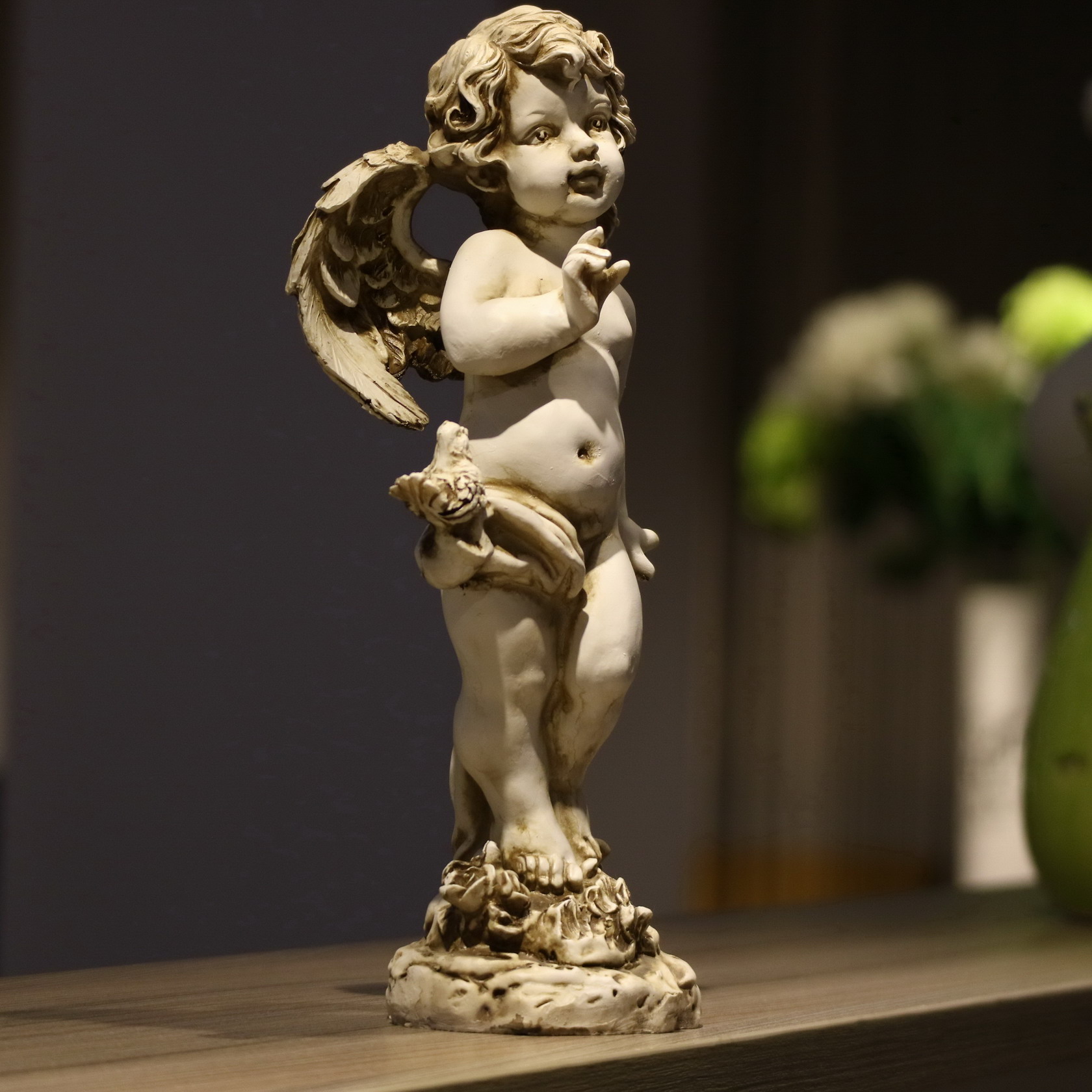 레트로 수지 천사 인형 29cm 홈 안뜰 장식 예술 공 - Resin Art For Wedding Gift 리뷰 및 가격