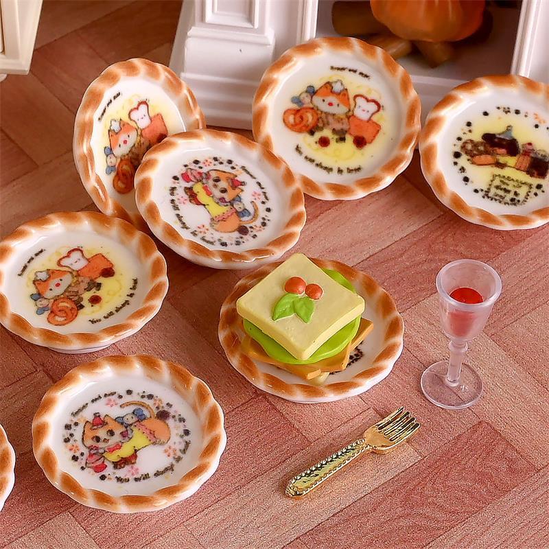 10개 세트 인형집 미니어처 강아지 프린트 빵 팬 모델 - Resin Art Toys 리뷰 및 가격