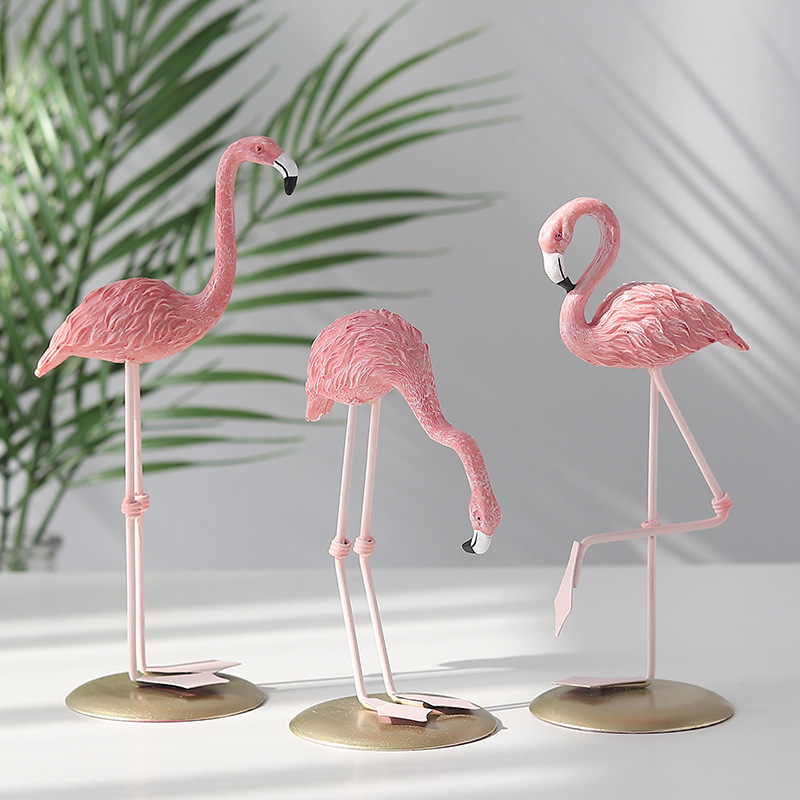 3PCS 핑크 플라밍고 인형 열대 새 탁상 장식 현대  - Resin Art For Wedding Gift 리뷰 및 가격