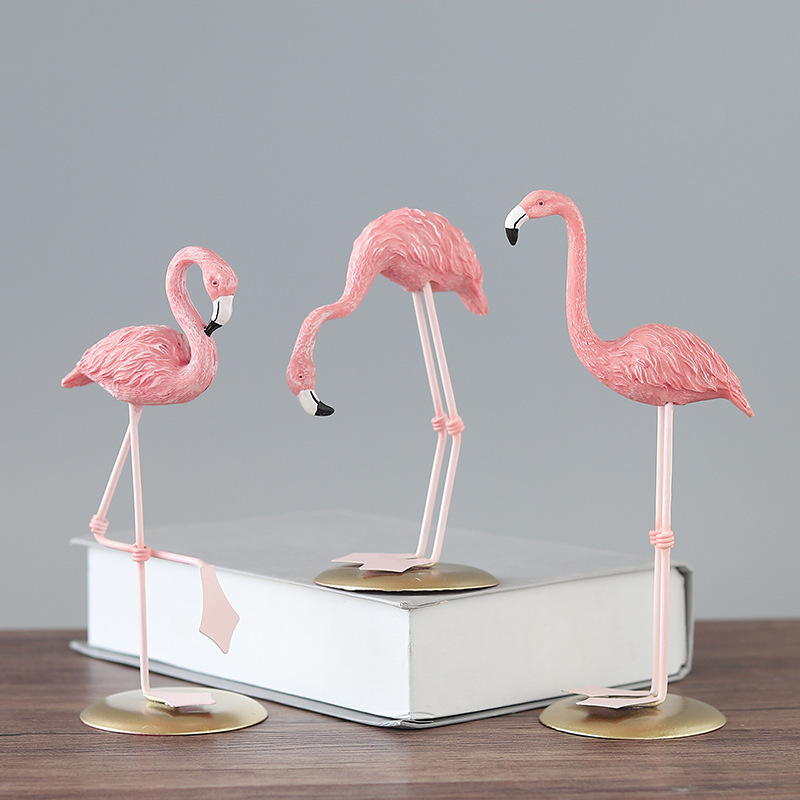 3PCS 핑크 플라밍고 인형 열대 새 탁상 장식 현대  - Resin Art For Wedding Gift 리뷰 및 가격