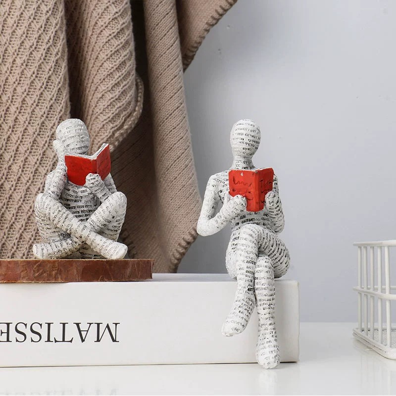 1pc 창의적인 독서용 종이펄프 여성 사상가 수지 조각 - Resin Art Gift For Anniversary 리뷰 및 가격