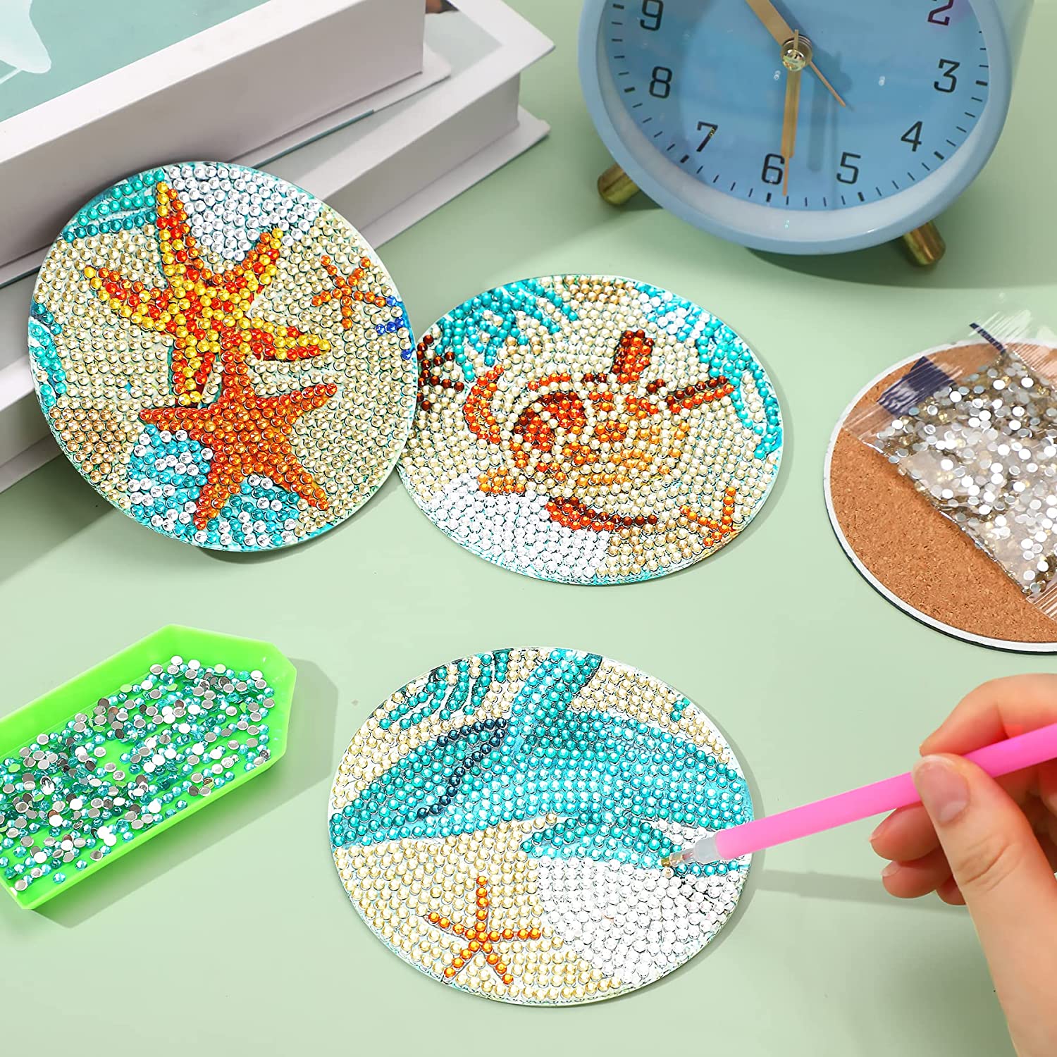 성인용 DIY 다이아몬드 페인팅 컵 받침, 거치대 미끄 - Resin Art With Wood 리뷰 및 가격