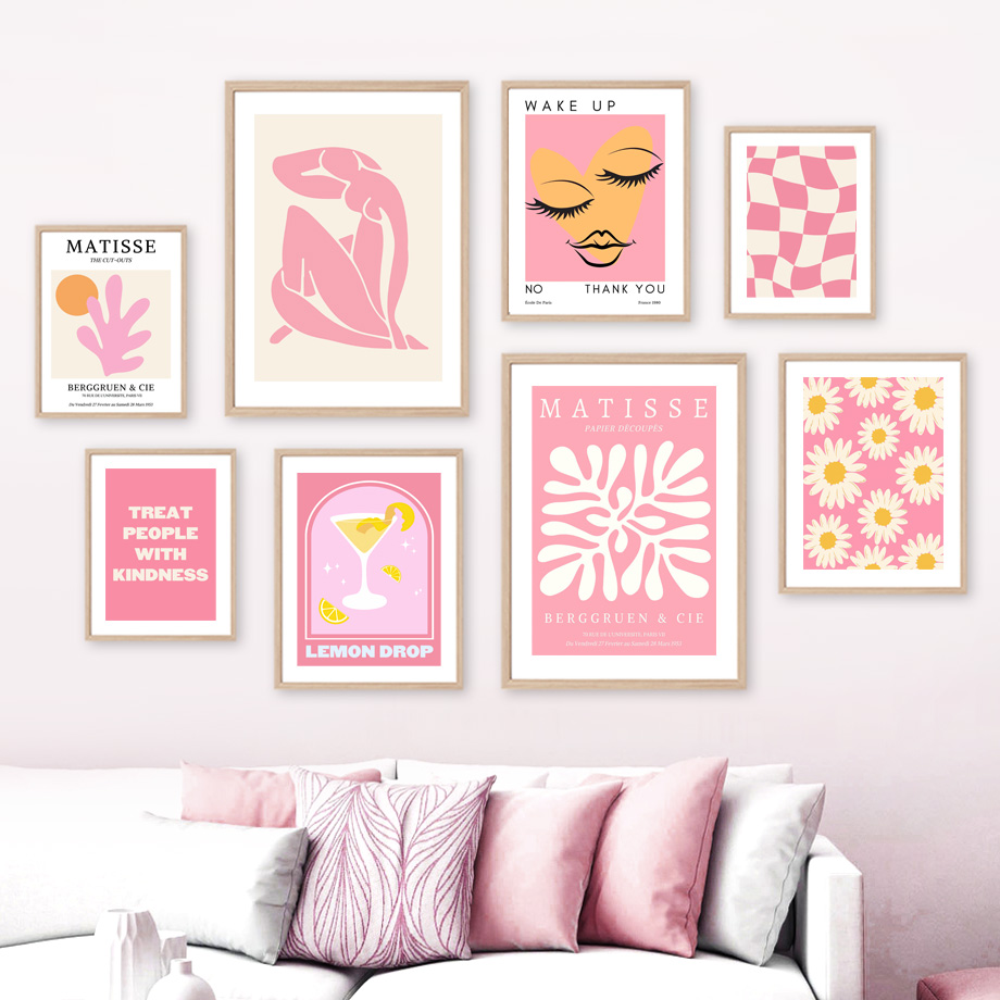 마티스 여성 나뭇잎 꽃 음료 천사 숫자 핑크 포스터 다 - Resin Art Wall Decor 리뷰 및 가격
