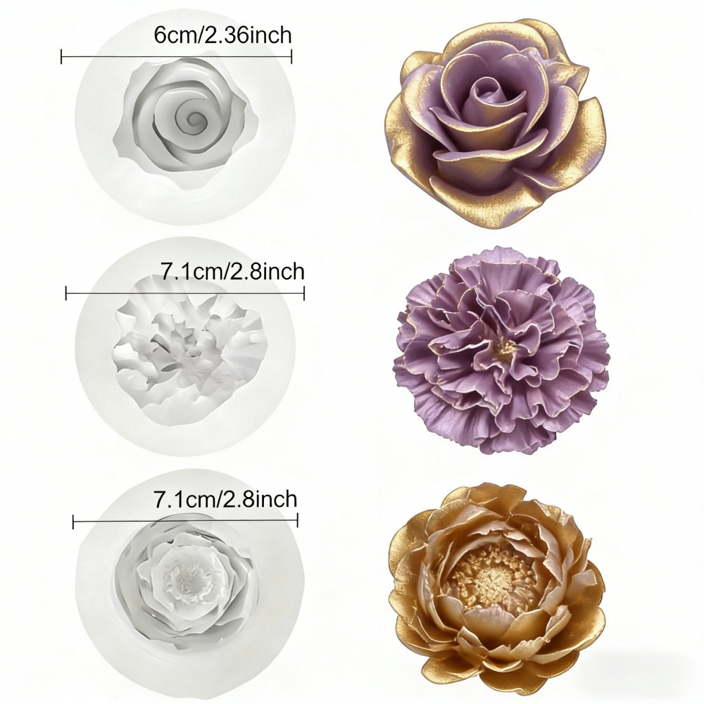 장미, 모란, 카네이션을 위한 3피스 실리콘 몰드, 양 - Resin Art For Wedding Gift 리뷰 및 가격