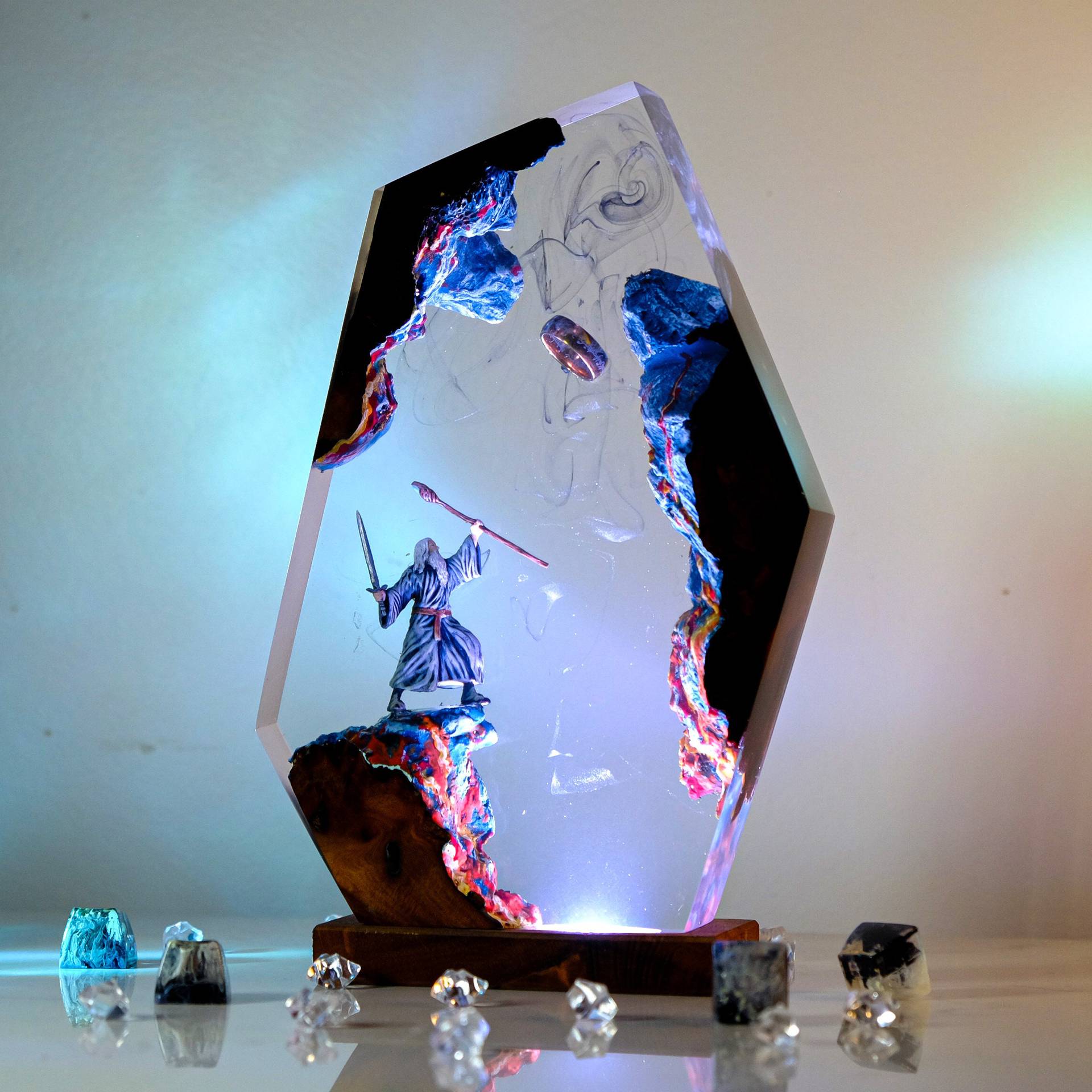 영화 장면 피규어 테이블 레진 램프 마법 반지 다채로운 - Resin Artist 리뷰 및 가격