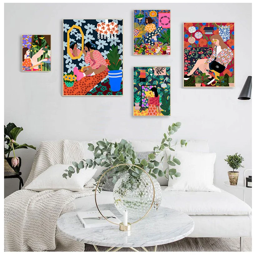 2026 클래식 추상 벽 예술 패션 레트로 소녀 식물  - Resin Art Wall Decor 리뷰 및 가격