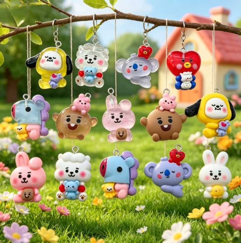 7pcs BT21 수지 만화 참 DIY 액세서리 공예  - Resin Art Hanging 리뷰 및 가격