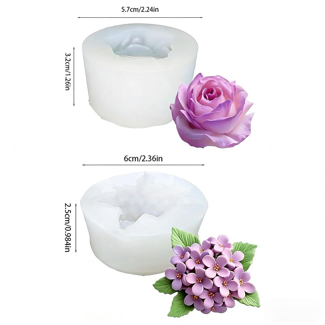3D 장미 라일락 꽃 실리콘 몰드 2개, 레진 및 양초 - Resin Art For Wedding Gift 리뷰 및 가격