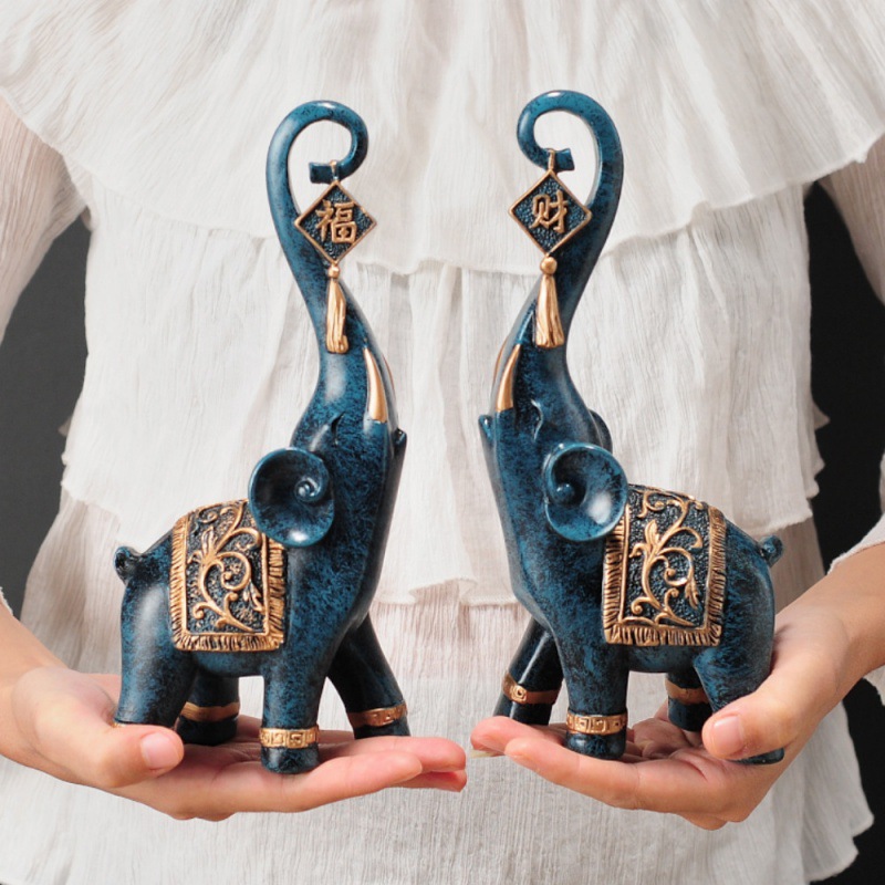 한 쌍의 중국 스타일 행운의 코끼리 코 조각상 가정 장 - Resin Art For Wedding Gift 리뷰 및 가격