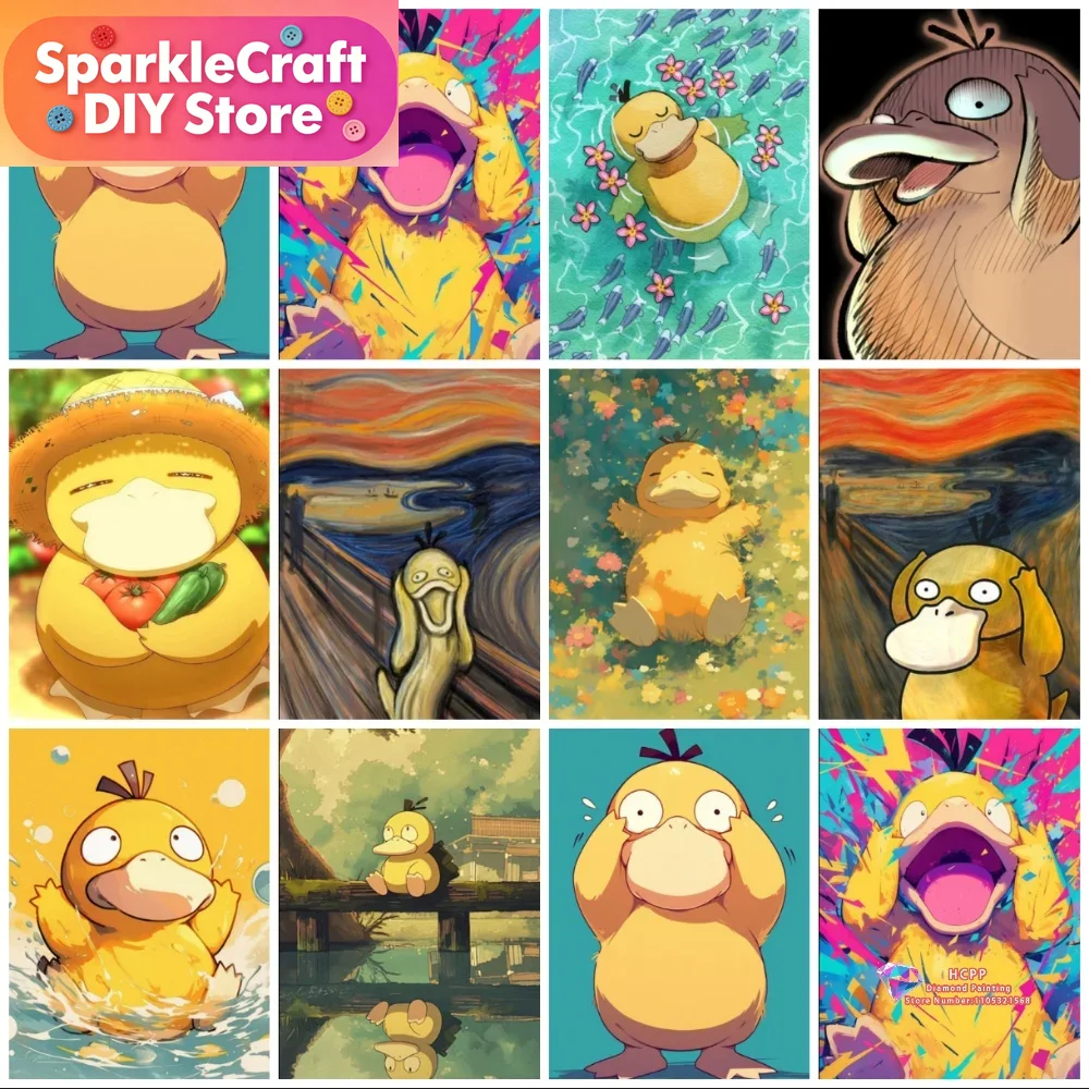 1pc 프레임리스 Psyduck 만화 5D 다이아몬드  - Resin Art Wall Decor 리뷰 및 가격