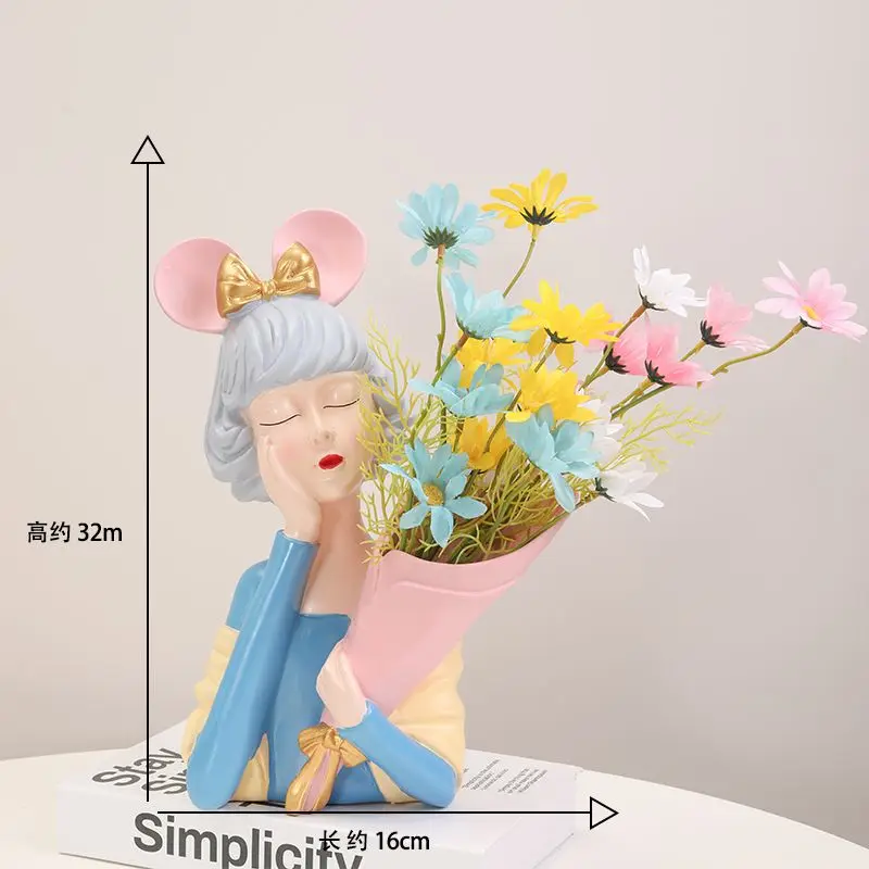 북유럽 꽃 소녀 아트 꽃병 장식품 창의적인 거실 식탁  - Resin Art Dining Table 리뷰 및 가격