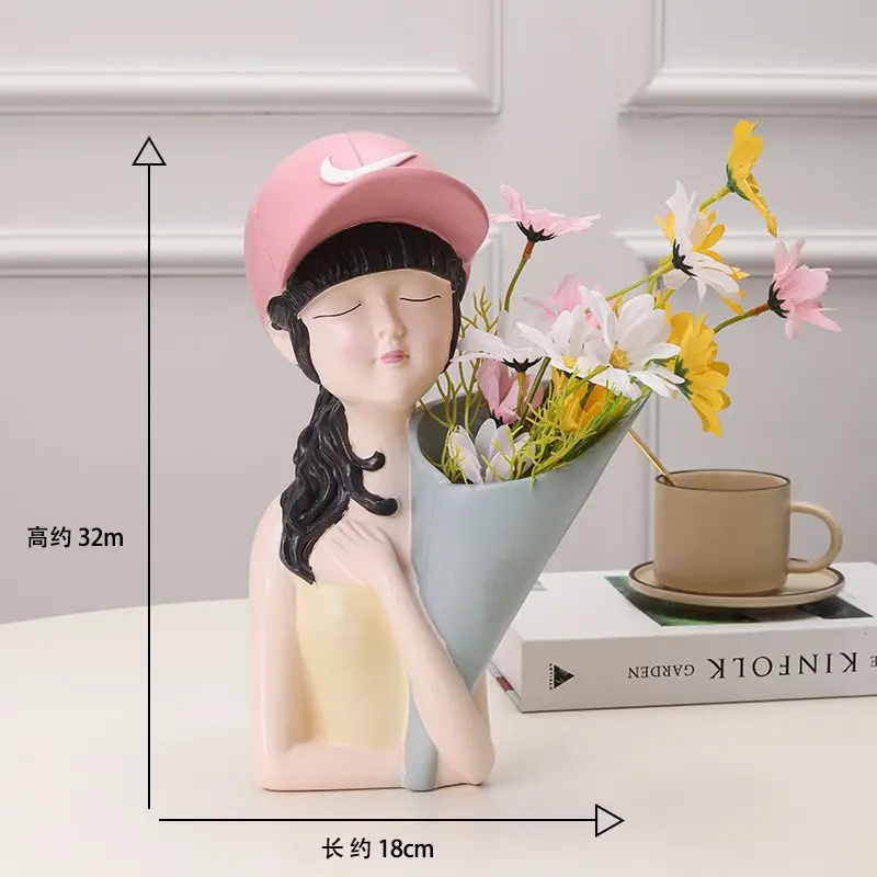 북유럽 꽃 소녀 아트 꽃병 장식품 창의적인 거실 식탁  - Resin Art Dining Table 리뷰 및 가격