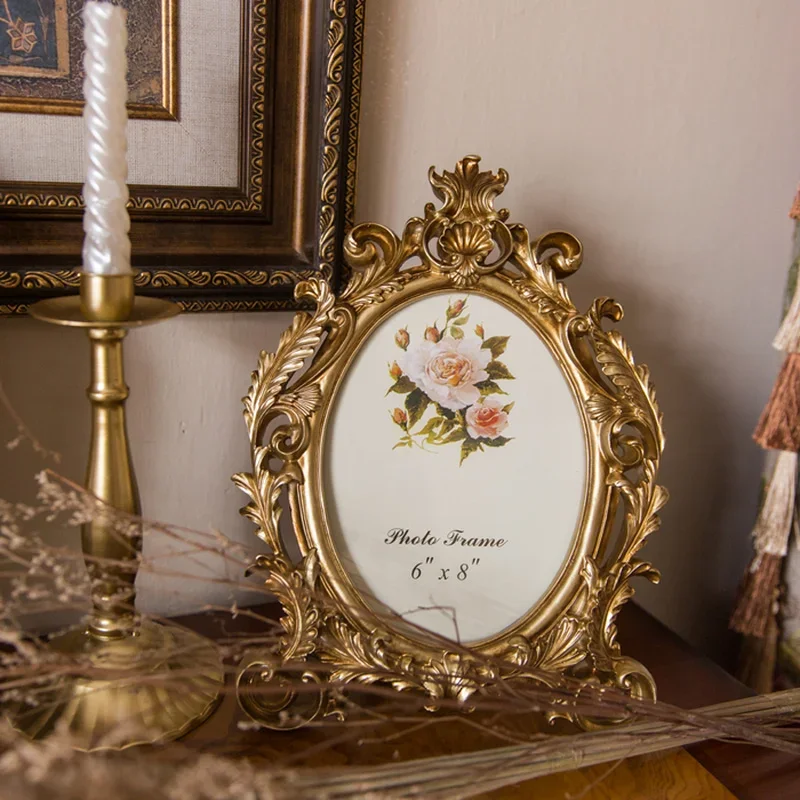 레트로 골드 타원형 레진 사진 액자 - 데스크탑 장식, - Resin Art For Wedding Gift 리뷰 및 가격