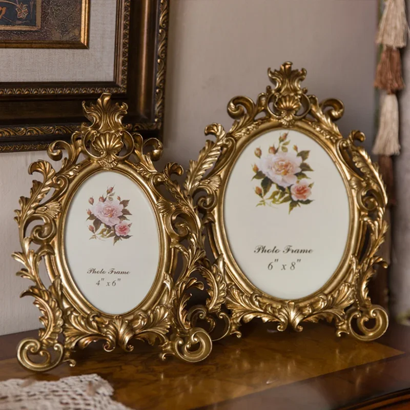 레트로 골드 타원형 레진 사진 액자 - 데스크탑 장식, - Resin Art For Wedding Gift 리뷰 및 가격