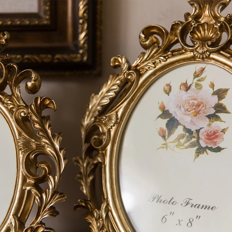 레트로 골드 타원형 레진 사진 액자 - 데스크탑 장식, - Resin Art For Wedding Gift 리뷰 및 가격