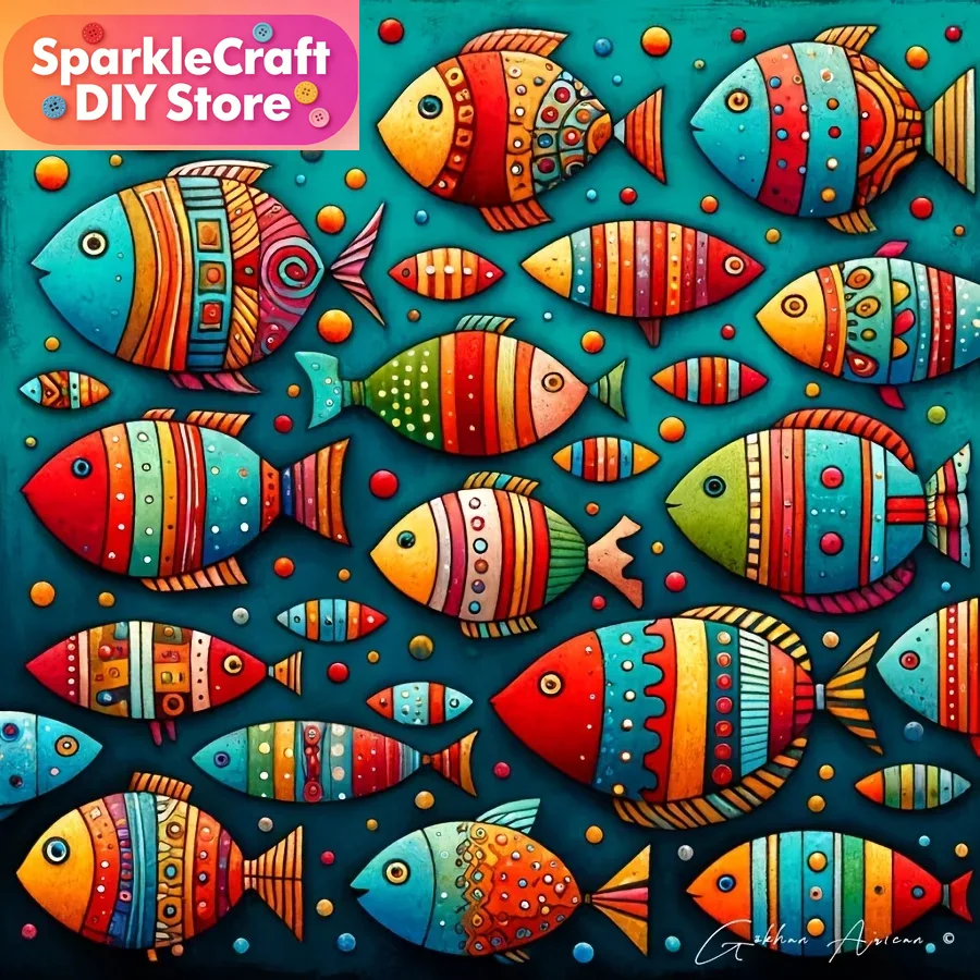 화려하고 기발한 물고기 떼 5D 다이아몬드 페인팅 키트 - Resin Art Wall Decor 리뷰 및 가격